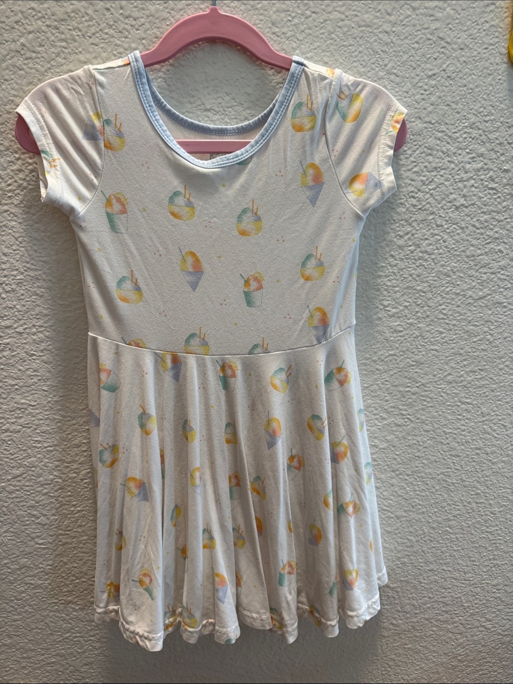 Girls' Cream shave ice Print Casual Dress